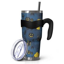 40oz Tumbler,Halloween Moonlit Scene Pattern Insulated Tumblers with Removable Handle,Stainless Steel Double Vacuum Coffee Tumbler Cup with Straw for Home,Office,Travel,Party