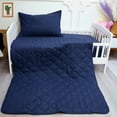 thumbnail image 5 of 4 Pieces Ultra Soft Microfiber Toddler Bedding Set, Easy Care Crib Sheets Set with Quilt, Toddler Size, Navy Blue, 5 of 5