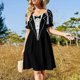 thumbnail image 4 of Vestido de manga corta rosa con especias de calabaza, vestidos de fiesta 2025, vestidos de verano para mujer 2025., 4 of 7
