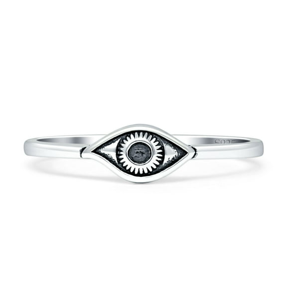 Good Luck Evil Eye Ring Oxidized 925 Sterling Silver Size 4