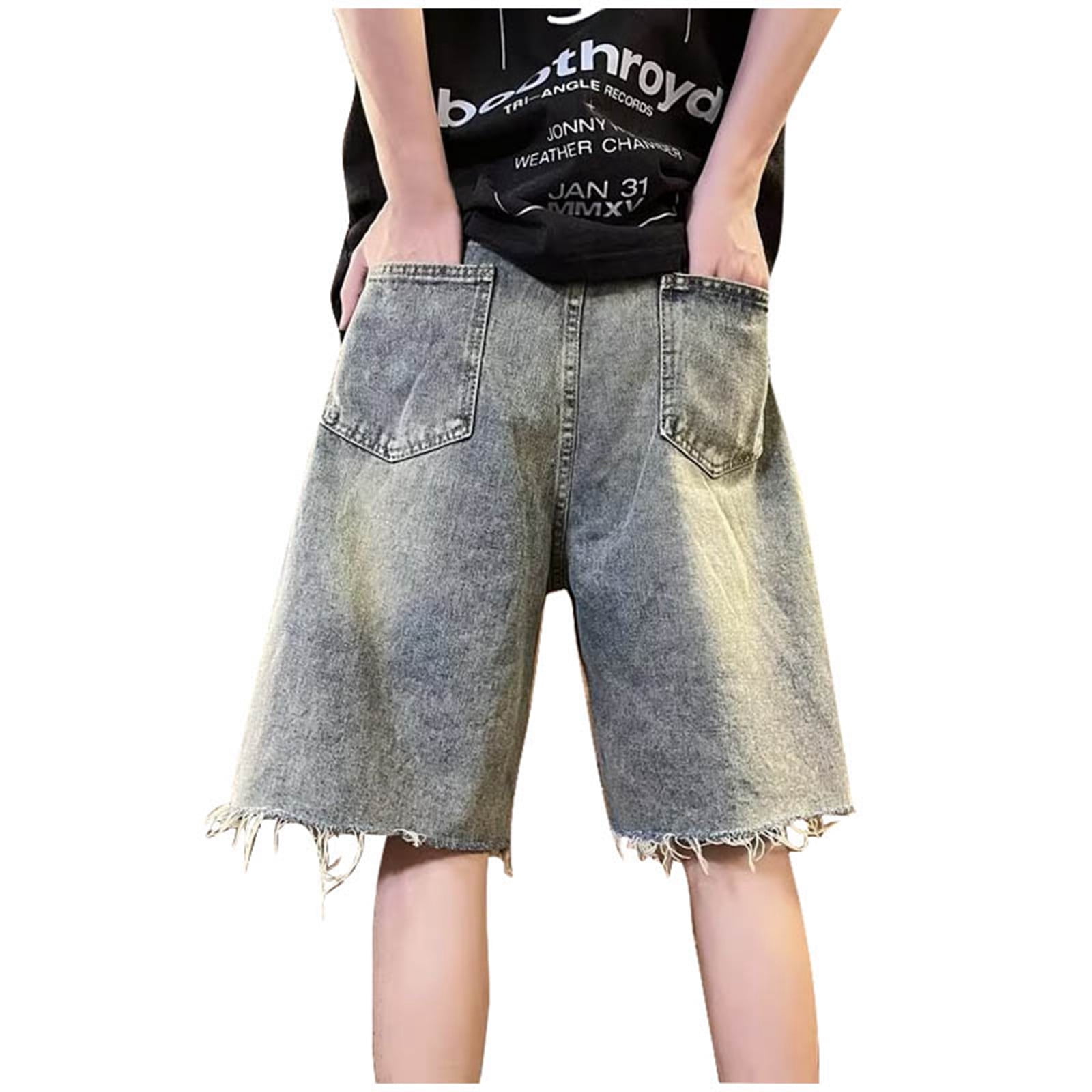 Shorts Baggy Jeans Para Hombre Estilo Hip Hop Y2K Y Bolsillos Cargo