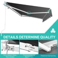 thumbnail image 4 of 12'x10' Patio Awning Retractable Manual Sunshade Shelter Aluminum Frame, 280G Polyester Water-resistant Outdoor Window Door Awning Deck Canopy Balcony Yard Porch (Gray), 4 of 9