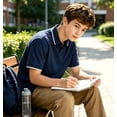 thumbnail image 4 of Aideaone Boys Polo Shirt Solid Color V-Neck Casual Short Sleeve Shirts for Boys Size 7-14T, 4 of 7