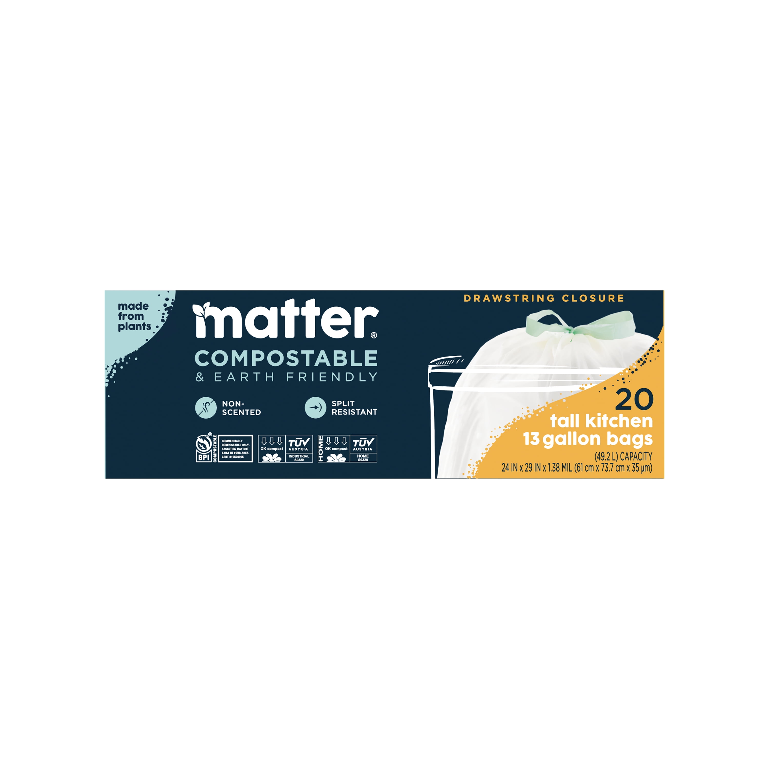 Matter Compostable Tall Kitchen Bag 13 Gallon 20CT