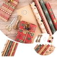 thumbnail image 3 of 12 Roll Christmas Wrapping Paper Vintage Christmas Green Red Tissue Paper,Rustic Stylewith ChristmasElements,Snowflake GiftWrap Present Paper for Xmas NewYear Holiday Birthdays Wedding, 3 of 8