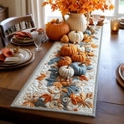 Roiihwy Fall Table Runner Home Party Decor 14x48 Inch Pumpkin Pattern Plaid, Seasonal Kitchen Dining Table Decoration