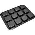thumbnail image 1 of Mini Bread Loaf Pans, Mini Loaf Baking Pans Carbon Steel 12 Cavity Integrally Formed  For Baking Bread Black, 1 of 8
