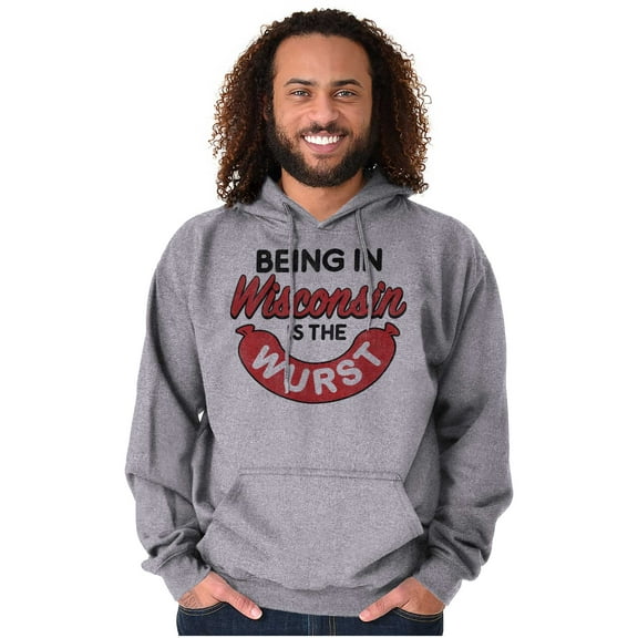 Wisconsin Wurst Meat Lovers Pun Funny Unisex Plus Fleece Graphic Hoodie Brisco Brands 2X