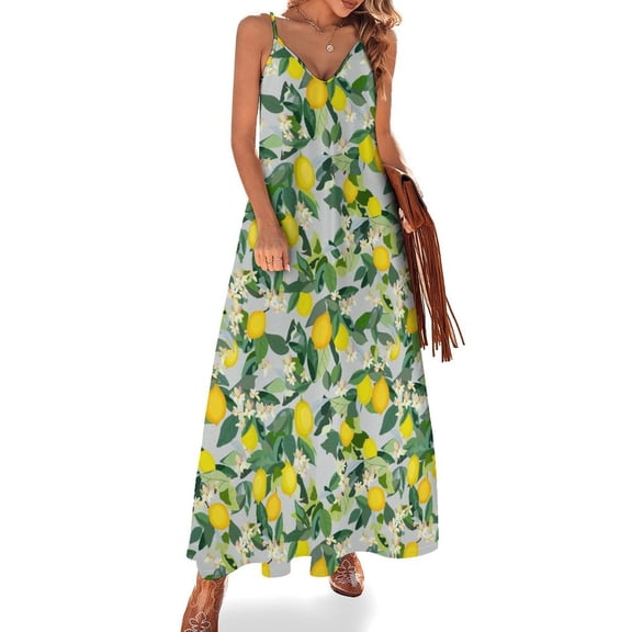 Lemon Pattern Sleeveless Dress Loose Women's Dress Dresses Luxury Evening Dresses