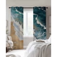 thumbnail image 3 of Blue Ocean Blackout Curtains for Bedroom Living Room, Wave Texture Beach Abstract Modern Art 45 In Long Thermal Insulated Room Darkening Drapes Grommet Window Treatments, 42 x 45 In, 3 of 9