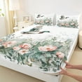 thumbnail image 3 of Feelyou Hunting Duck Bed Sheets, Watercolor Flower Floral King Sheets, Rustic Plant Botanical Sheet Set, Ultra Soft Bedroom Decor, 4pcs, 3 of 7