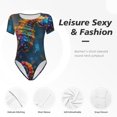 thumbnail image 6 of Uemuo Neon Seahorse Underwater Realm Pattern Women's One Piece Short Sleeve Swimsuit Rash Guard Surfing Modest Quick-drying Swimsuit Beach Essentials-XX-Large, 6 of 9