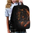 thumbnail image 3 of Uourmeti Durable Zippered 17 Inch Backpack for Travel Outdoor, Lightweight Smooth Zipper Daypack, Flame Wolf Design, 3 of 6