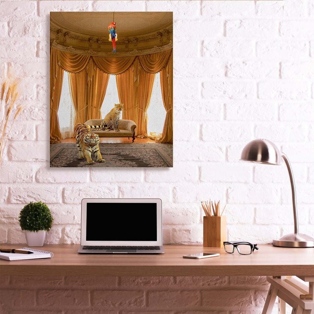 Stupell Industries Jungle Animals Relaxing in Classical Architectural Interior Canvas Wall Art Design by Ziwei Li, 36" x 48"