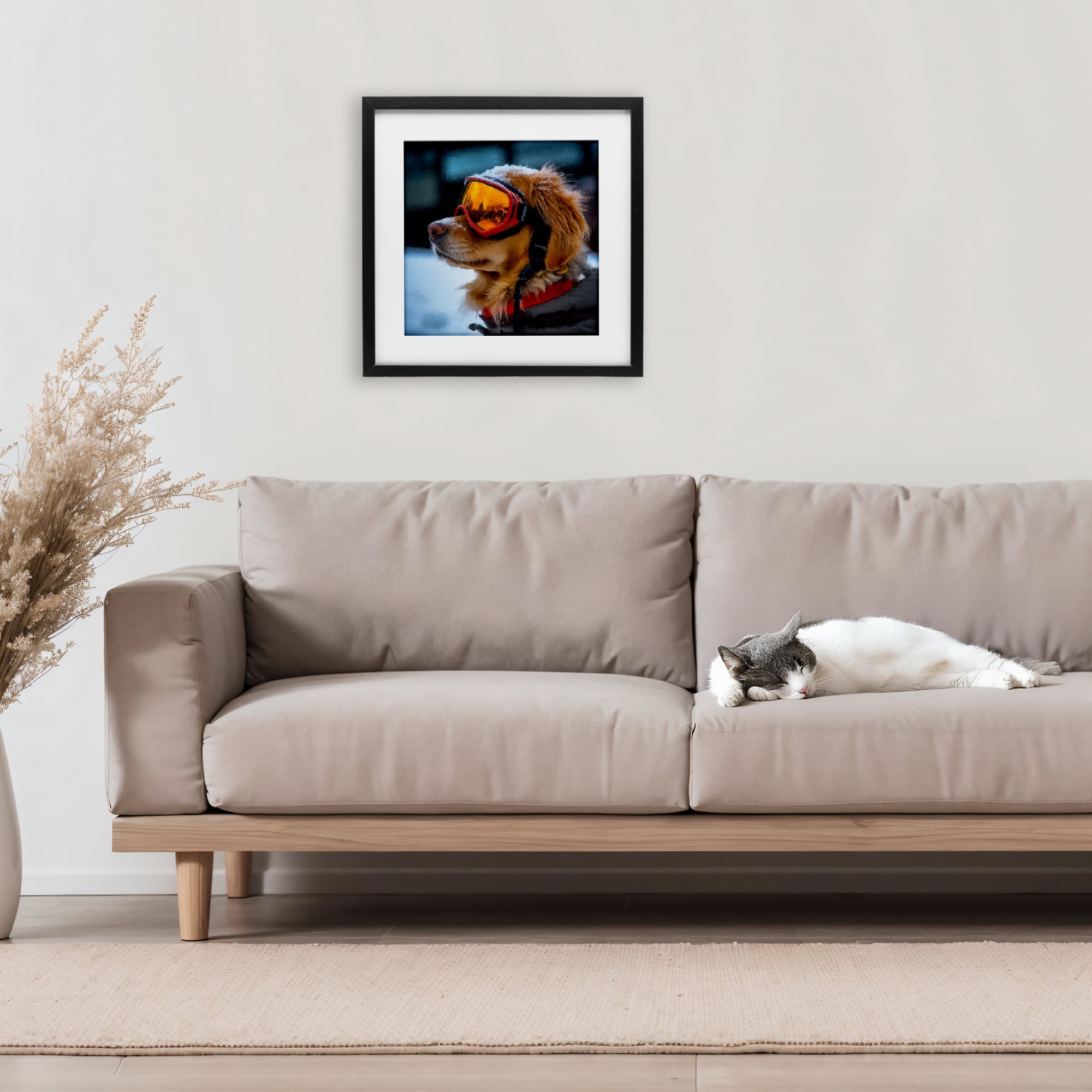 Stupell Industries Ski Goggles Dog Black Framed Print Under Glass, design by Sean Parnell