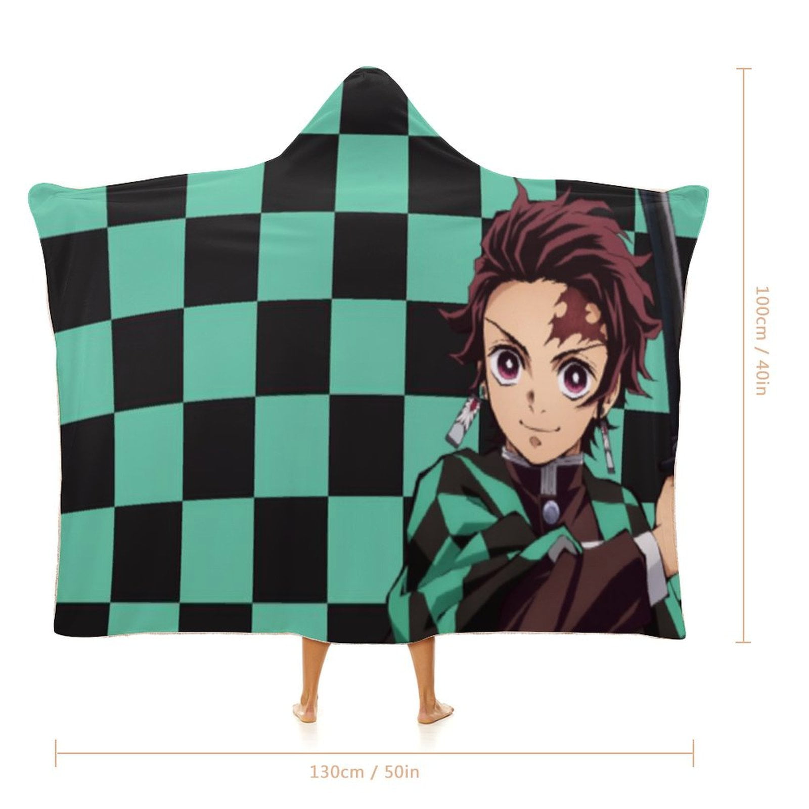 Demon Slayer Wearable Blanket Cloak Arctic Velvet Hooded Blanket Soft Fuzzy Hoodie Blanket Cape for Adults Kids 40"x50"