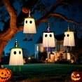 thumbnail image 2 of Qoosea Halloween Ghost Decorations LED Hanging Glowing Witch Hat Ghosts, 3 Light Modes, Halloween Decor Indoor Outdoor Yard Patio Tree (Purple Green Orange 3 Sets), 2 of 11