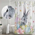 thumbnail image 5 of Easter Shower Curtain, Waterproof Shower Curtains for Bathroom, Spring Rustic Botanical Floral Rabbit Eggs Leaves Washable Fabric Bathtub Curtain Set Bath Decor with 12 Hooks Stall 36"x72", 5 of 8
