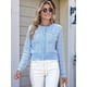 thumbnail image 5 of Cárdigan de Punto Texturizado de Larga con Botones y Bolsillos para Mujer Azul M, 5 of 10