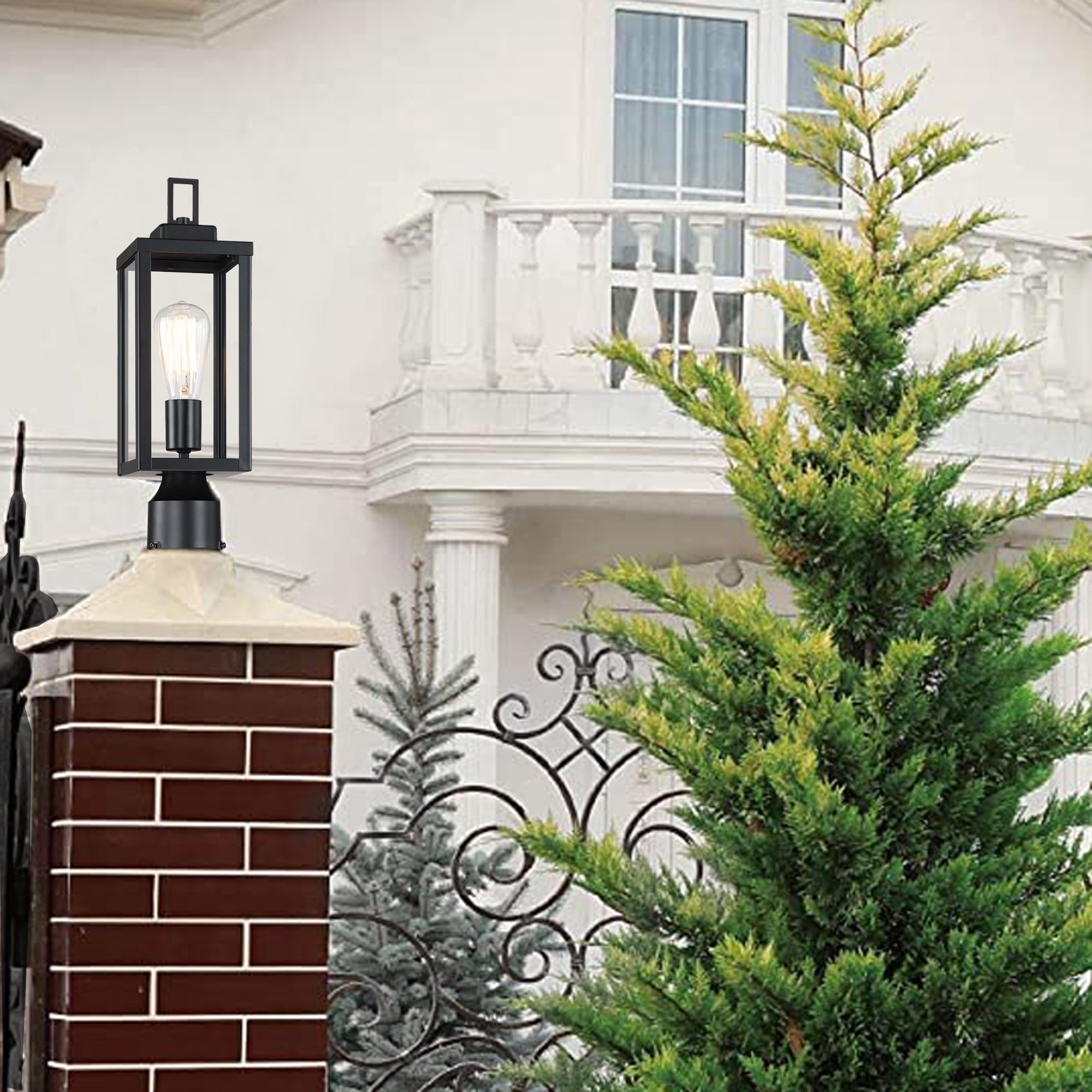 Faymart Lighting 1-light Matte Black Outdoor Post Light Kits Head with Clear Glass Shade S - Black