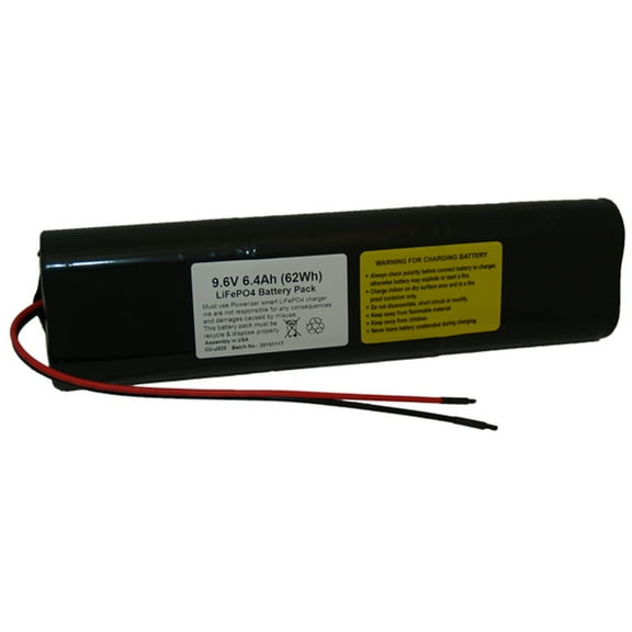 9.6 Volt LiFePO4 Battery Pack with Leads (6400 mAh)
