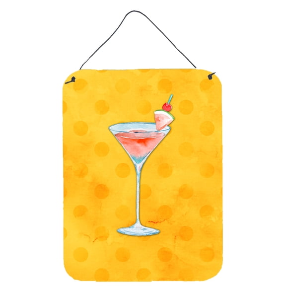 Carolines Treasures BB8217DS1216 Summer Martini Yellow Polkadot Wall or Door Hanging Prints 12x16 multicolor