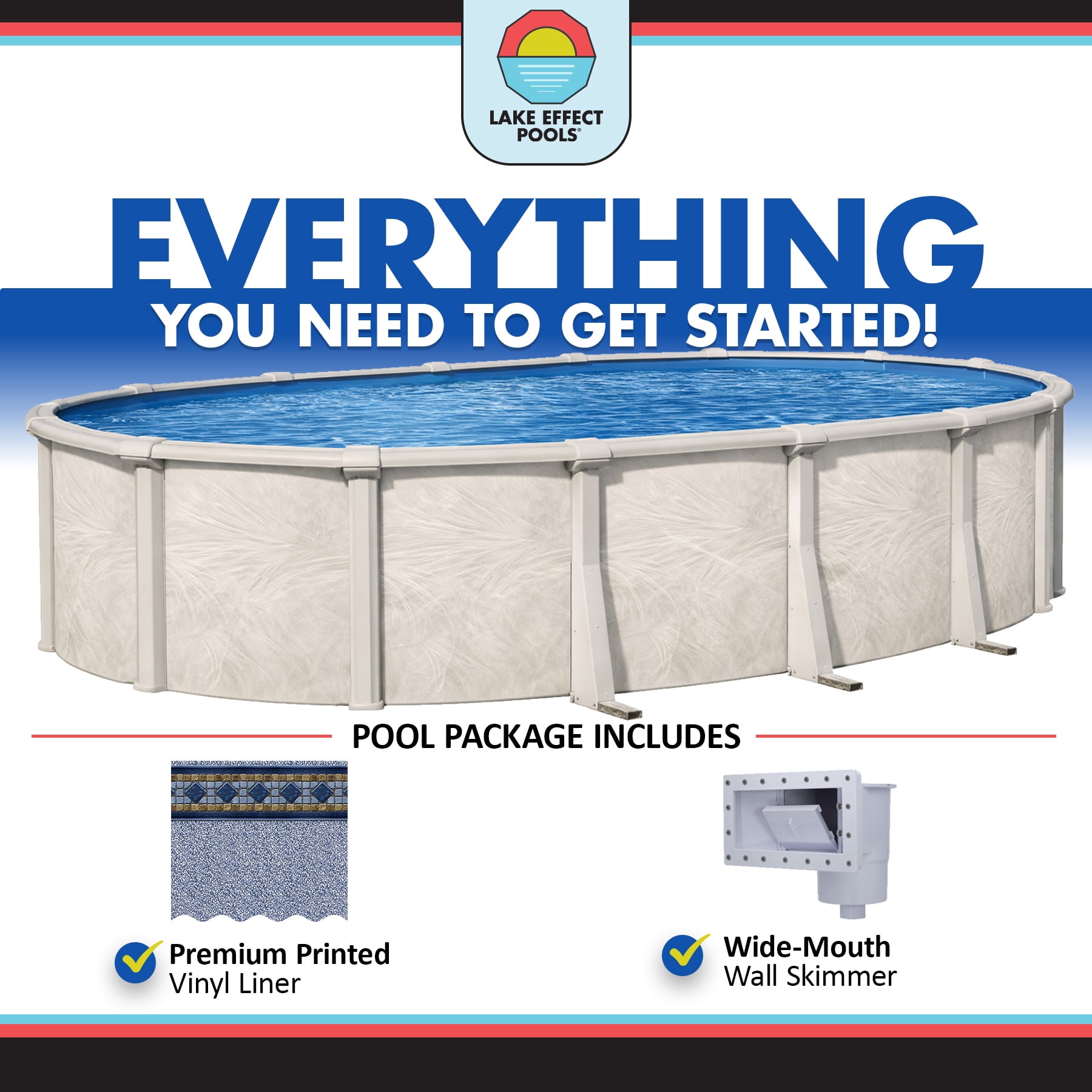 Lake Effect Pools Fallston 12' x 24' Oval x 52" Steel Sided Wall Above-Ground Swimming Pool