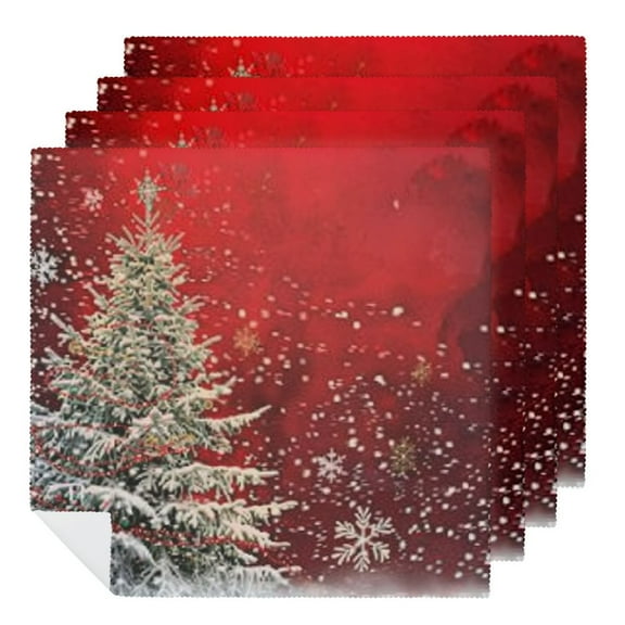 PHYHOO Cloth Napkins,Washable Dinner Napkins Sparkle Christmas Tree Great for Weddings, Parties, Holiday Dinner  2 PCS