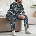 thumbnail image 7 of Naloa Retro Forest Animals Men’s Pajamas Set - Long Sleeve Button Down Sleep Shirt and Pajama Bottoms Sleepwear Set-Small, 7 of 7