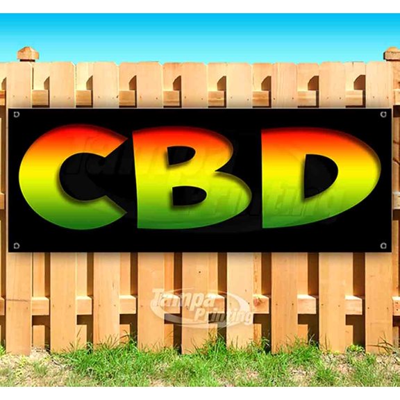 Cbd Rasta On Blk 13 oz Vinyl Banner With Metal Grommets