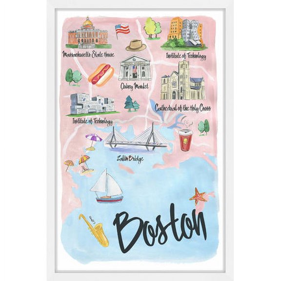 "I Love Boston" Framed Painting Print