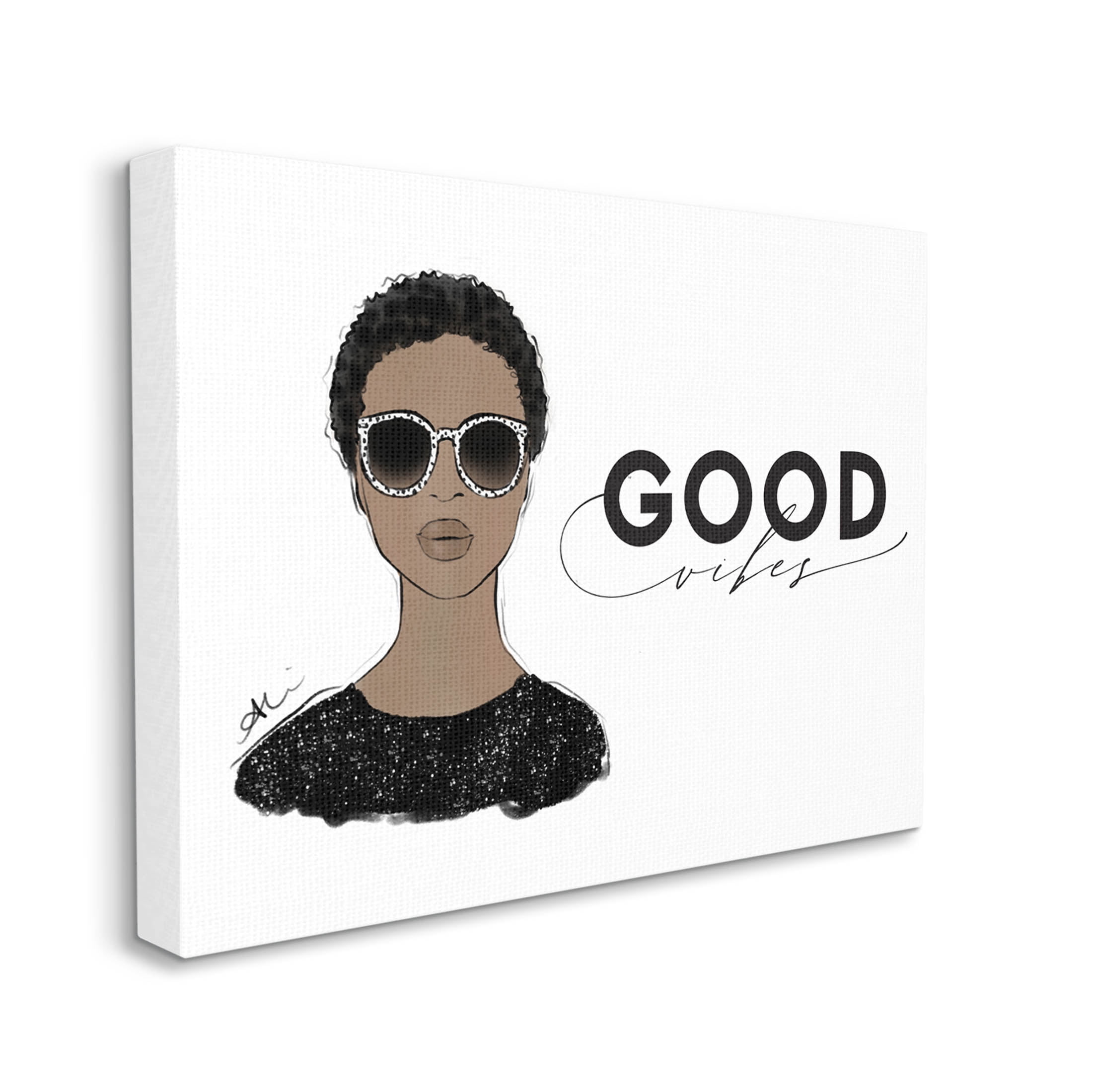 Stupell Industries Good Vibes Glam Portrait Graphic Art Gallery Wrapped Canvas Print Wall Art, Design by Alison Petrie