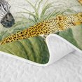 thumbnail image 5 of Manfei Tropical Forest Animal Quilt King, Jungle Tree Botanical King Coverlet Set, White Sage, Colorful Stars Reversible, 3 Pieces, 1 Bedspread and 2 Pillowcases, 5 of 7