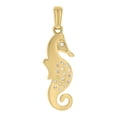 thumbnail image 2 of 10K Yellow Gold Round CZ Women's 0.95" Ocean Life Fish Charm Sea Horse Pendant, 2 of 3