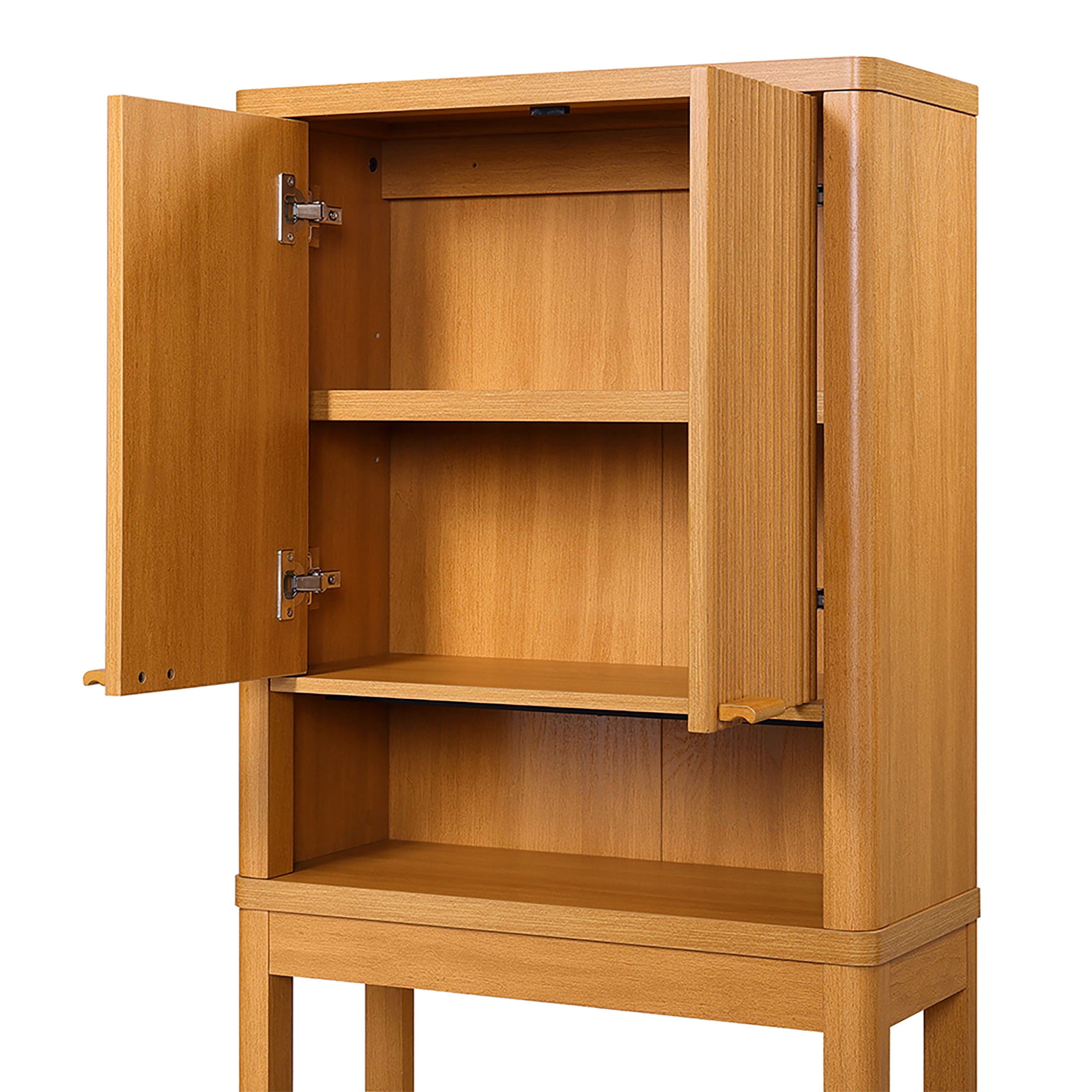 Beautiful Fluted Over-The-Toilet Storage Cabinet, Warm Honey