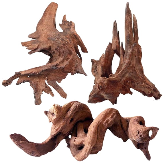 Aquarium Driftwood for Fish Tanks & Reptile Terrariums – Safe Fish Tank Decorations, Unique Twisted Branches 3-Piece 6-8 Inch , Easy to Sink