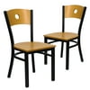 Flash Furniture 2 Pk. HERCULES Series Black Circle Back Metal Restaurant Chair - Natural Wood Back & Seat