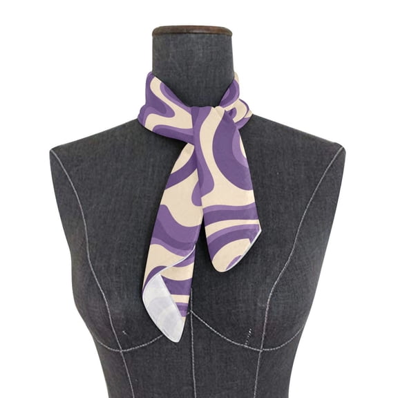 Square Scarf 24x24 Inch Purple Creamy Pattern Silky Satin Sun Protection Neck Scarf for Women Multi-Purpose Head Wrap Bandana for Hair Bag Decoration
