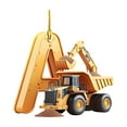 thumbnail image 2 of Adornos de camiones de construcción con letras del alfabeto | 26 colgantes con letras para decorar el árbol de Navidad | Decoración colgante de acrílico para el hogar, 2 of 5