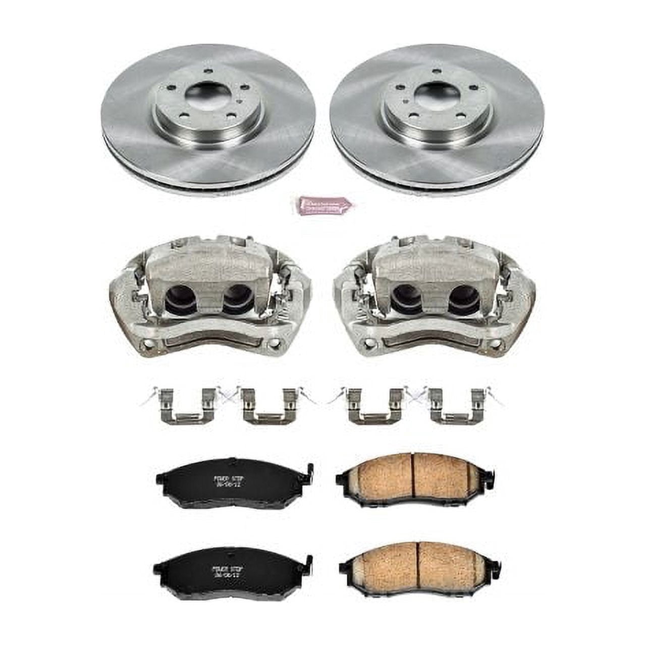 PowerStop Front Stock Replacement Brake Pad and Rotor Kit with Calipers Fits: INFINITI NISSAN Select Models KCOE112B
