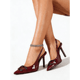 thumbnail image 6 of On feet& in love Women's Pointed Toe Slingback Wrinkled Patent PU Stiletto Heels - Wine-red Dress Shoes for Office & Wedding - Size 5.5, 6 of 7