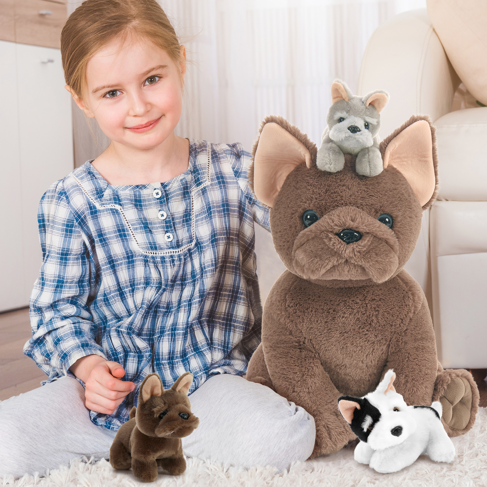 MorisMos French Bulldog Stuffed Animal with 3 Babies