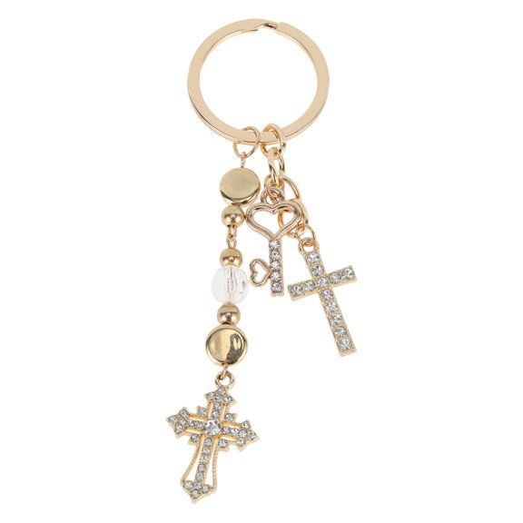 Unique Bargains 1 Pc Keychain Bag Charm Cross Bag Accessories Gold Tone [Cross]
