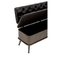 thumbnail image 5 of DecMode Metal Storage Bench with Tufted Faux Leather, Black, 5 of 13