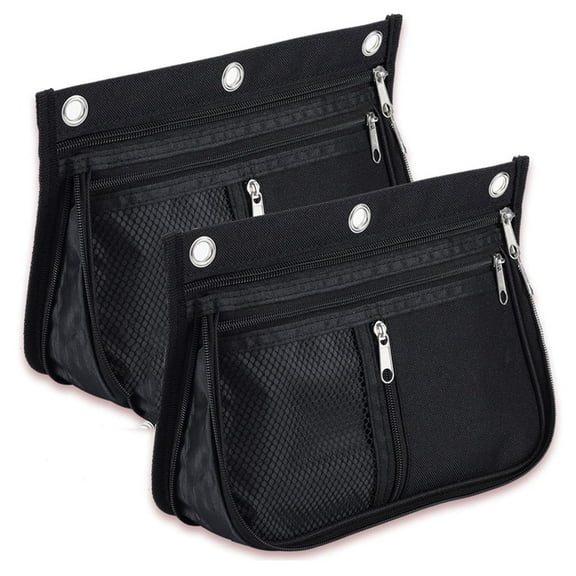 2Pcs Pencil Pouch for Binder, 1.8inch Expandable Zipper Pencil Pouch, Fabric Pencil Pouches Binder Pockets, Large Capacity Binder Pouch, Pencil Case for Binder, Pencil Pouch 3 Ring, 10.2x6.9x1.8inch