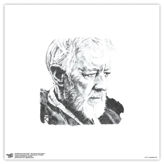 Gallery Pops Star Wars: Saga - Obi-Wan Kenobi Sketch Wall Art, Unframed Version, 12" x 12"