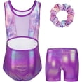 thumbnail image 2 of Gymnastics Leotards For Girls Sparkle Hollow Back Sleeveless Gymnastics Outfits With Shorts And Hair Scrunchie For Dance Ballet, 2 of 12