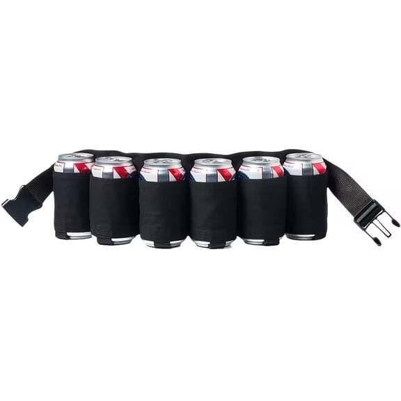 Beer Belt Holster, Beer Soda Bottle Holder Belts, Drink Can Holder, Adjustable Waist Pack Bag, Holds 6 Cans, Perfect for Parties, Picnics, Hiking