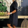 thumbnail image 3 of Follure Plus Size Dresses For Women Fashion Women Short Sleeve Collared Plus Size Solid Cotton Linen Turn Down Collar Loose Shirt Dress, 3 of 7