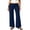Navy, variant on Women's Fold Over Waist Yoga Pants Stretch Side Tie Wide Leg Casual Lounge Trousers for Women